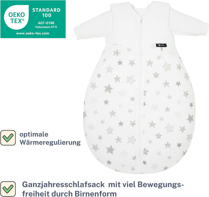 Alvi Kombi-Schlafsack | Ganzjahres Baby-Schlafsack 2-teilig | Innensack mit Ärmel & gefütterter Auss