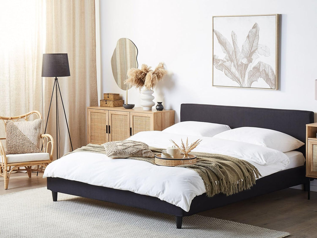 Abziehbarer Bezug für Bett FITOU Polsterbezug schwarz 180 x 200 cm