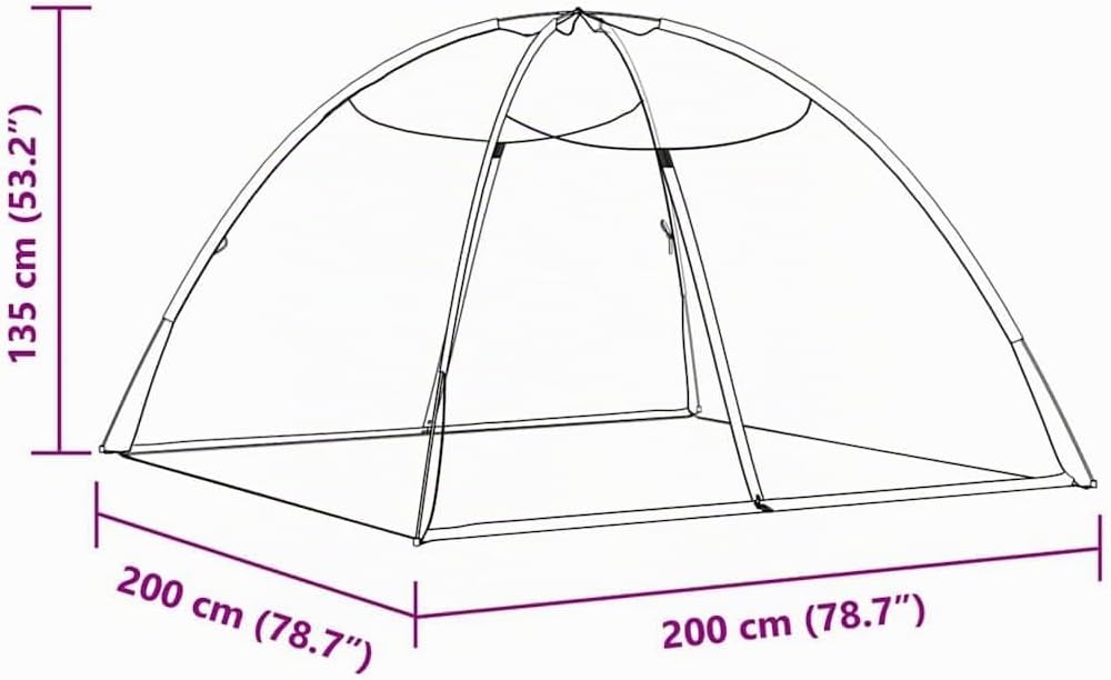 vidaXL Moskito-Netzzelt Mongolisch 220 Mesh Weiss 200x200x135 cm, Moskito Netz, faltbares Moskitonet