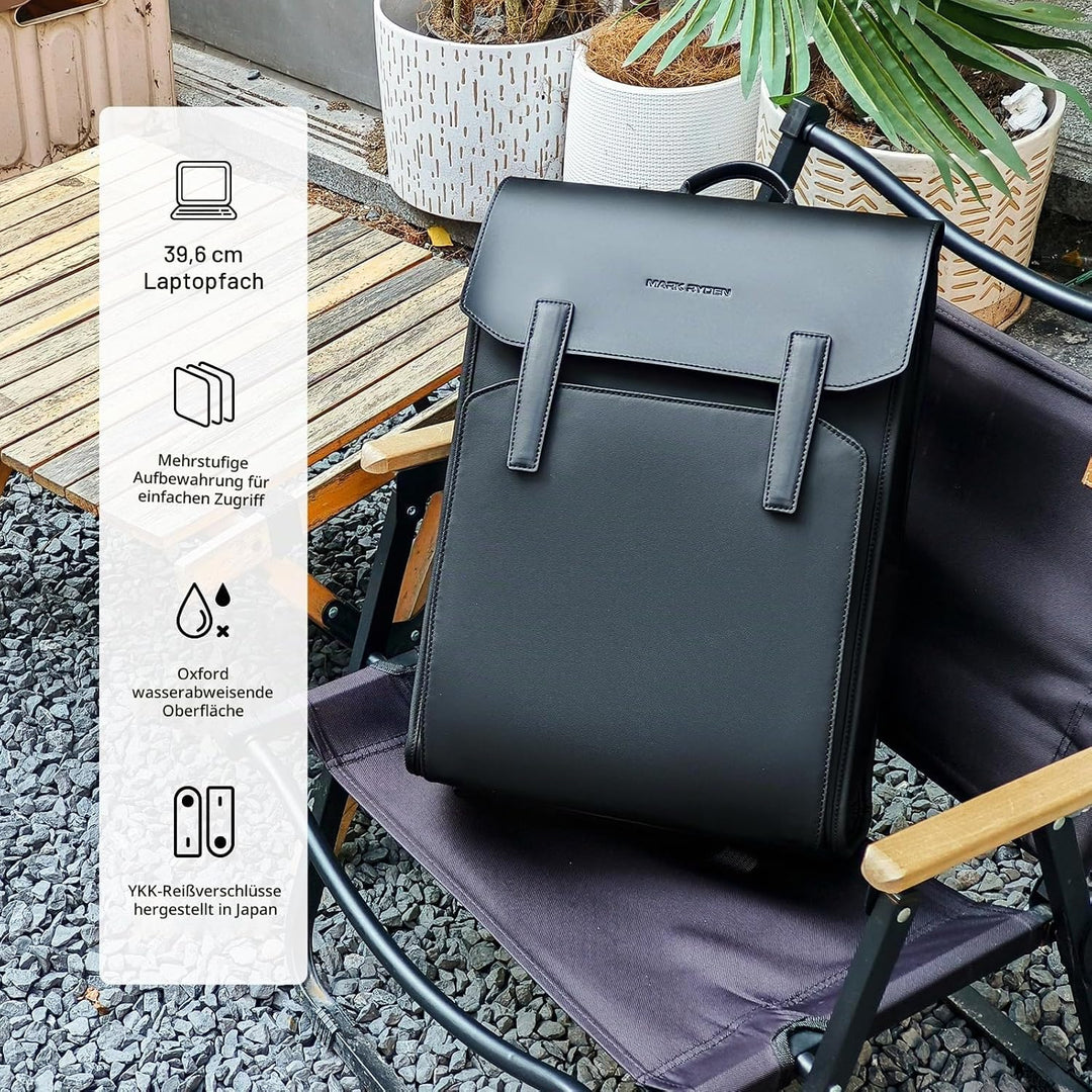 MARK RYDEN Leicht 15,6 Zoll Laptop Rucksack Herren, Water-Resistant Leder Business Rucksack, Multifu