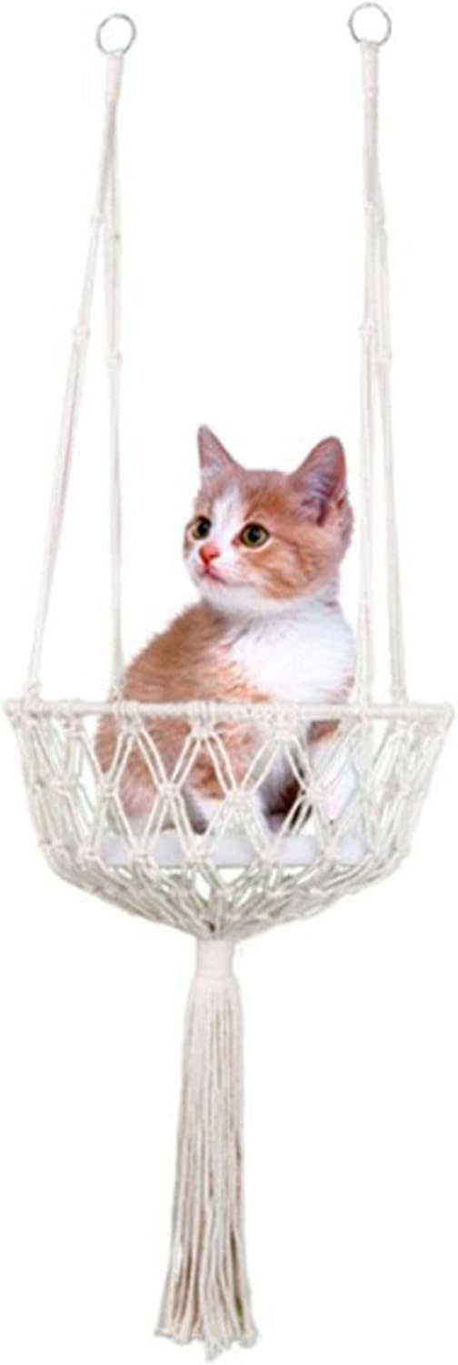 Wandmontiertes Katzen-Hängemattenbett, Platzsparender Makramee-Katzen-Hängematten-Haustier-Ruhesitz,