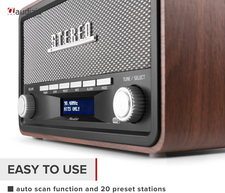 Audizio Foggia, Retro Radio, DAB Plus Radio, Bluetooth, Alarmfunktion, Radiowecker, Nostalgie Radio,