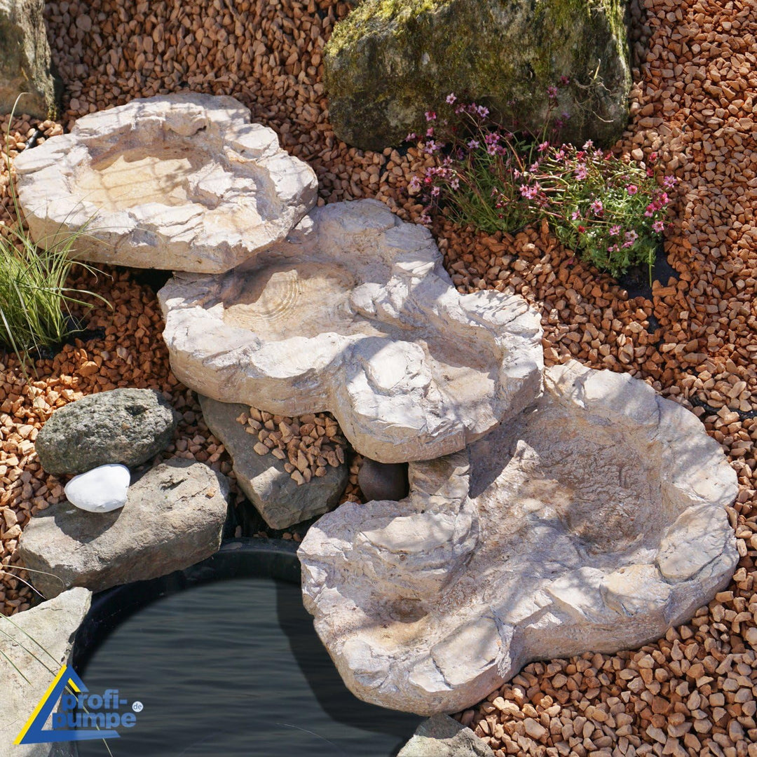 Gartenbrunnen Brunnen Bachlauf QUELLBACH Zierbrunnen Vogelbad Wasserfall Gartenleuchte Teichpumpe (7