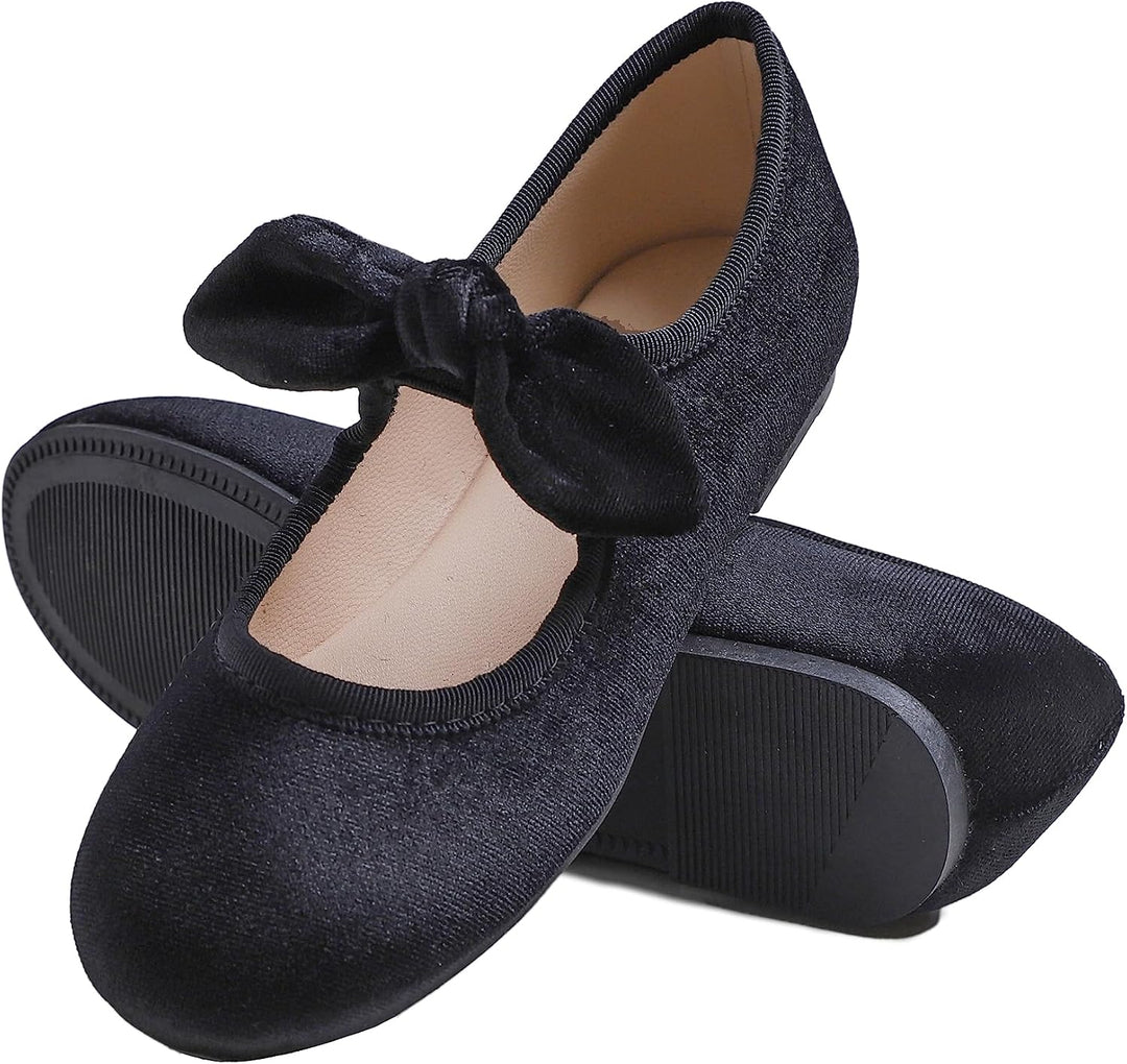 Feversole Girls Cute Dress, Mädchen süsses Kleid Mary Jane Schuhe weiche Party Urlaub Samt Ballerina