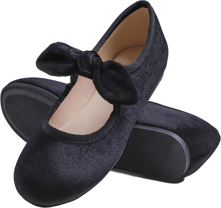 Feversole Girls Cute Dress, Mädchen süsses Kleid Mary Jane Schuhe weiche Party Urlaub Samt Ballerina