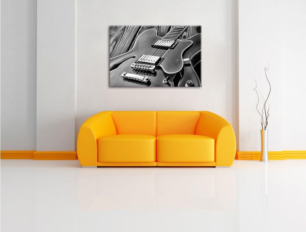 Monocrome, E-Gitarre, Format: 100x70 auf Leinwand, XXL riesige Bilder fertig gerahmt mit Keilrahmen,