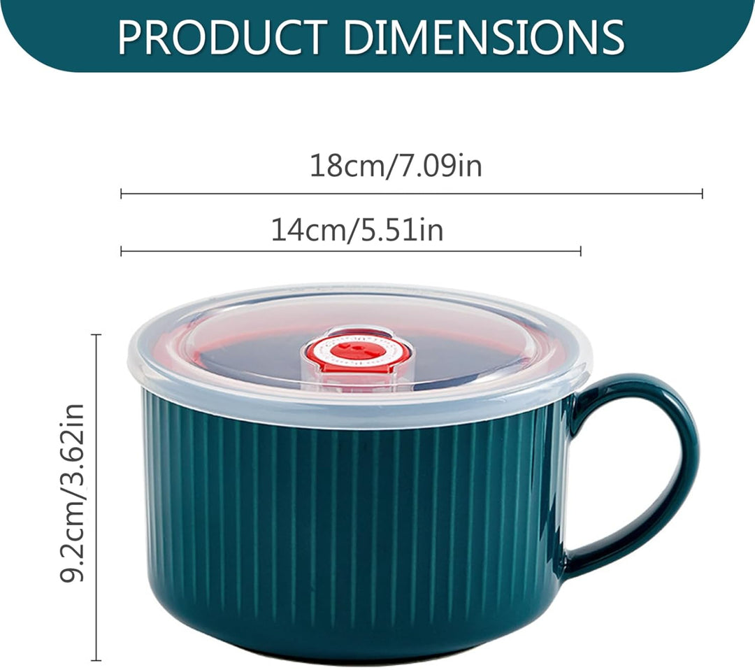 Suppenbecher, tragbare Mikrowellen -Suppenbecher mit Deckel, Keramik -Suppenschalen mit Griffen Supp