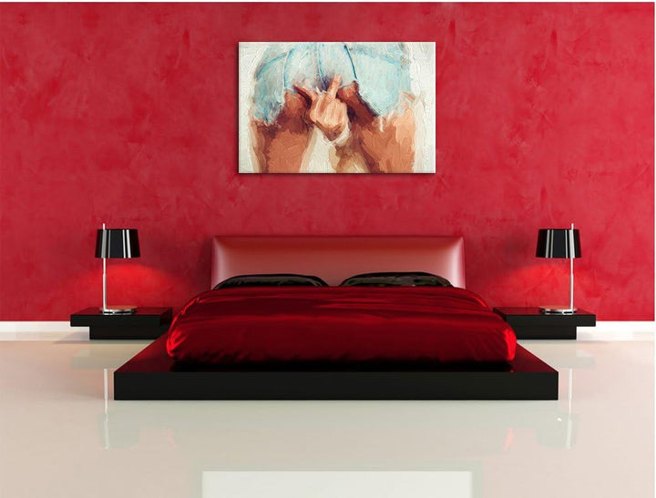 Pixxprint Frau in sexy Pose als Leinwandbild/Grösse: 100x70 / Wandbild/Kunstdruck/fertig bespannt, 1