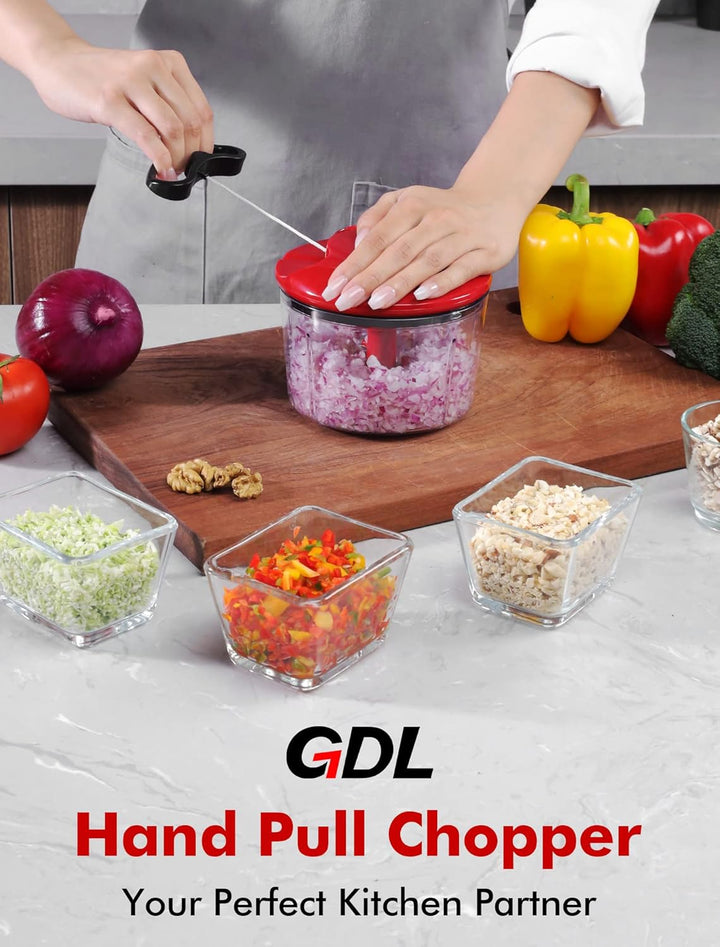 GDL Zwiebelschneider, 800ML Zwiebel Zerkleinerer mit Edelstahlklingen, Multizerkleinerer Gemüseschne