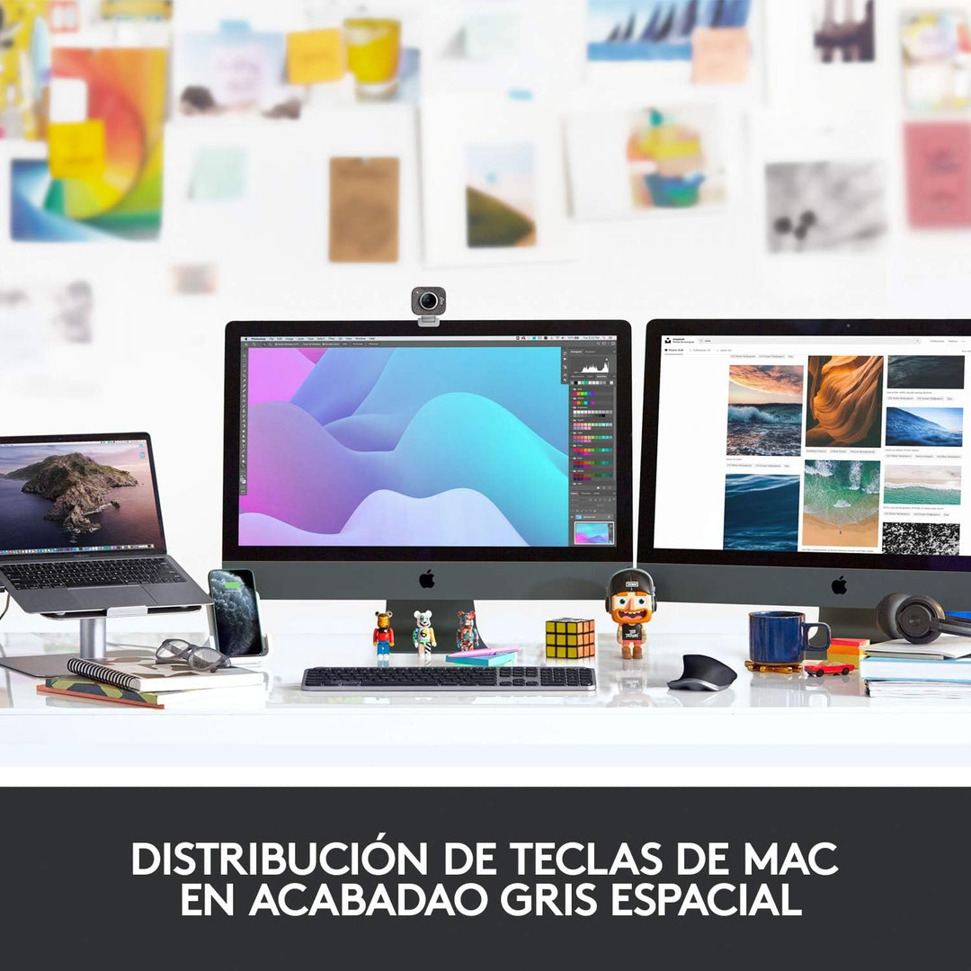 Logitech MX Keys for Mac – Fortschrittliche hintergrundbeleuchtete kabellose Tastatur, Spanisches QW