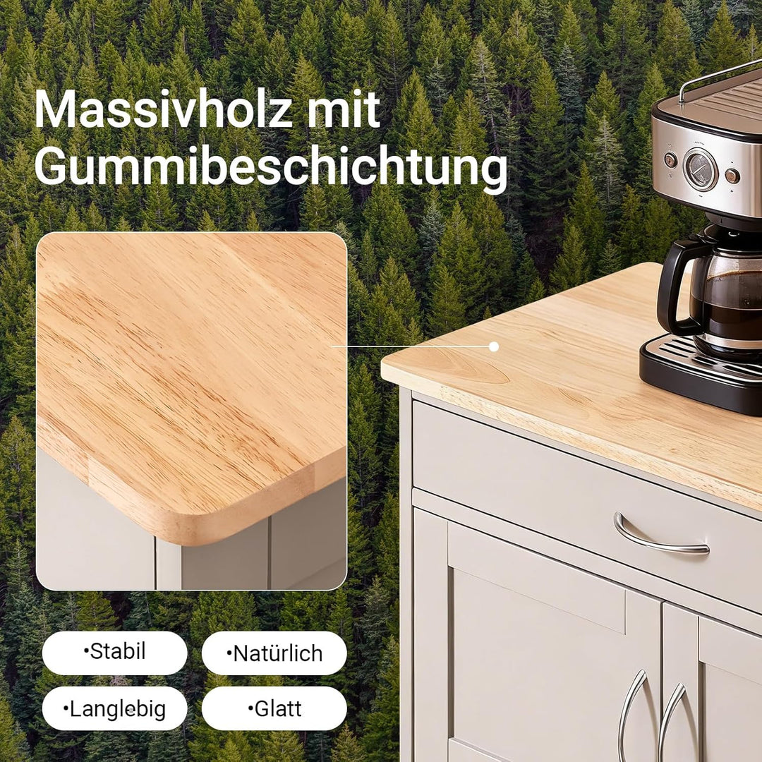 SoBuy Servierwagen mit Flaschenablagen und Schublade Küchenwagen Küchenschrank Rollwagen Küchenrollw