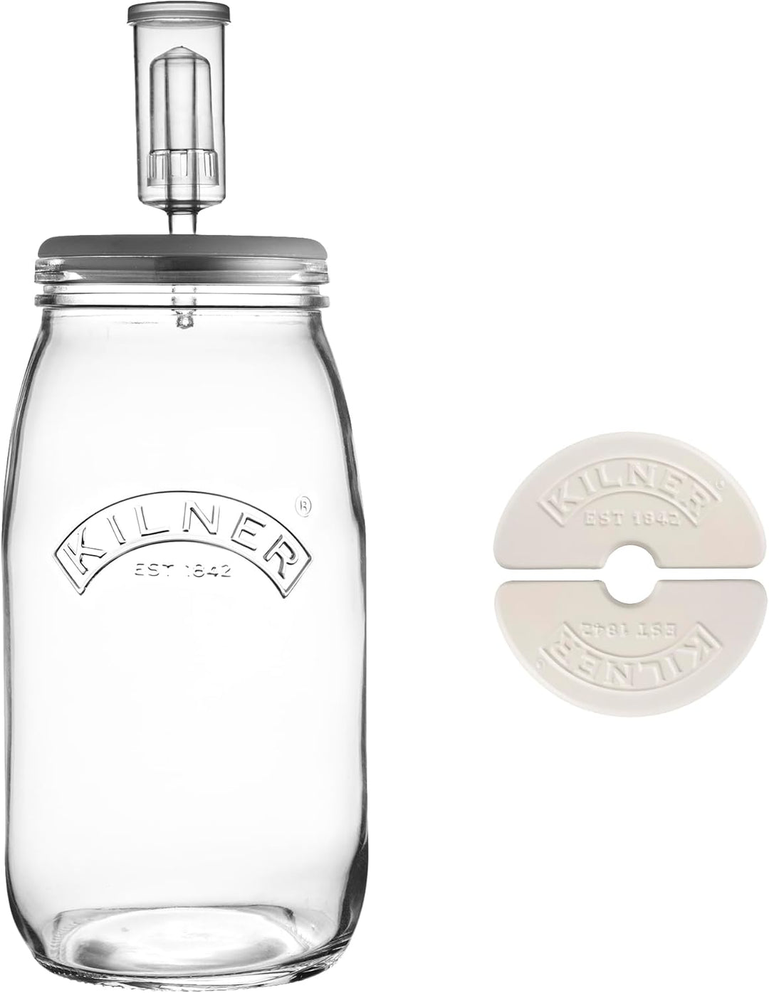 KILNER Fermentier Set, 3 Liter Glas mit Gärungsdeckel, einfaches Haltbarmachen von Gemüse, 1x Kilner