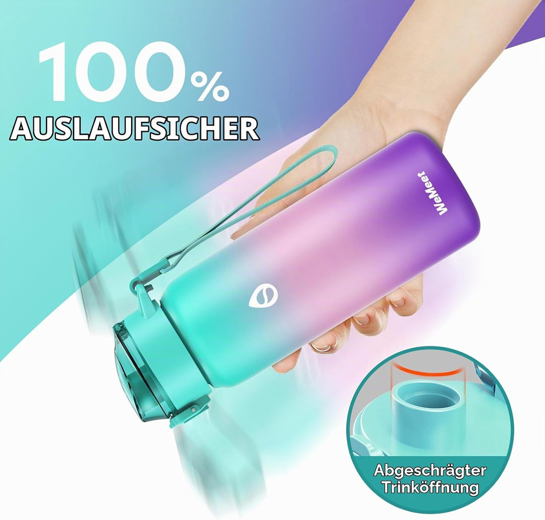 WEMEET Trinkflaschen Edelstahl 500ML mit Abnehmbare Strohhalm, [18/10 Edelstahl] Wasserflasche mit R