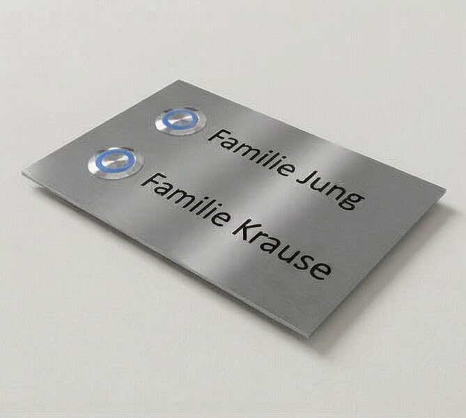 Zweifamilienhaus Klingelplatte Frankfurt 140 x 100 X 3mm V2A Edelstal kostenlose Lasergravur (LED we