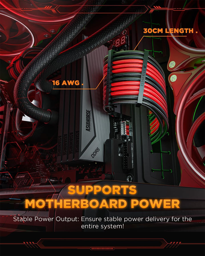 AsiaHorse Aktualisierung 16AWG Sleeved Cable Kit für PC/GPU/CPU, PSU Kabelverlängerung, PC Netzteil