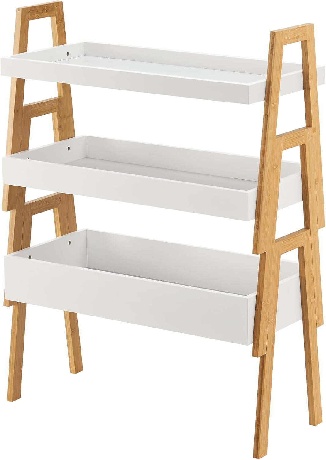 [en.casa] Pflanzenregal Hitra Stapelregal aus Bambus 3-TLG. Blumenregal Standregal mit 3 Ablagen Wei