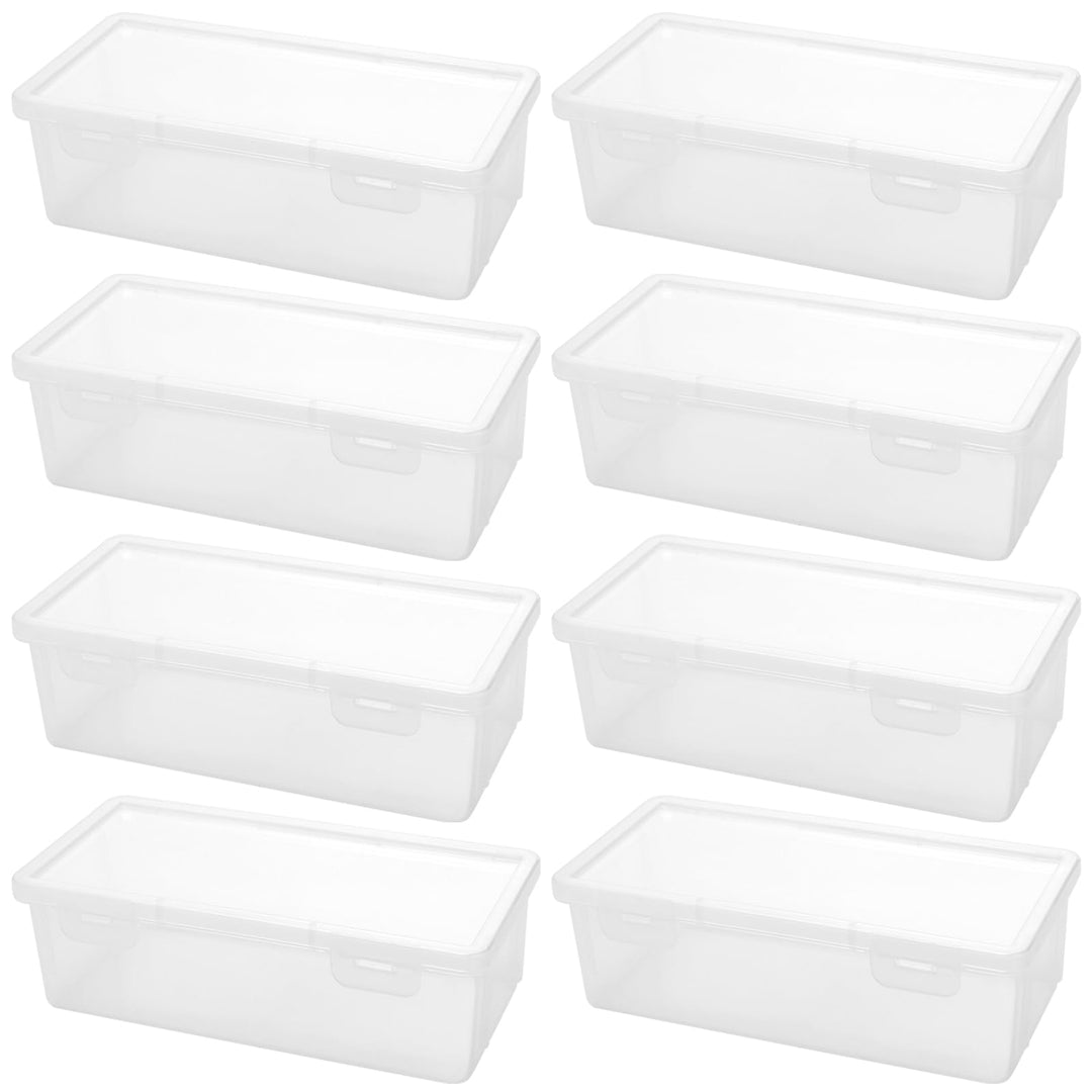 8 Stück Kunststoff Stiftebox Organizer mit Deckel, 19 x 9 x 6 cm Stapelbar Stifteboxen, Transparente