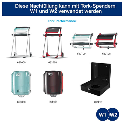 Tork 129262 Standard Papierwischtücher für W1 Bodenständer- und Wandhalter-System & W2 Innenabrollun