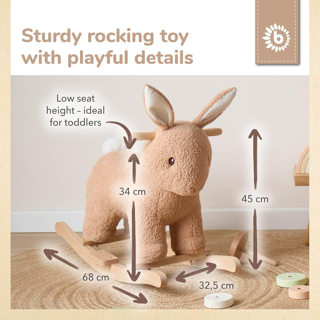 Bieco Plüsch Schaukeltier Hase Fine, 68 cm | Kinder Schaukelstuhl mit Sicherheitsgurt | Baby Schauke