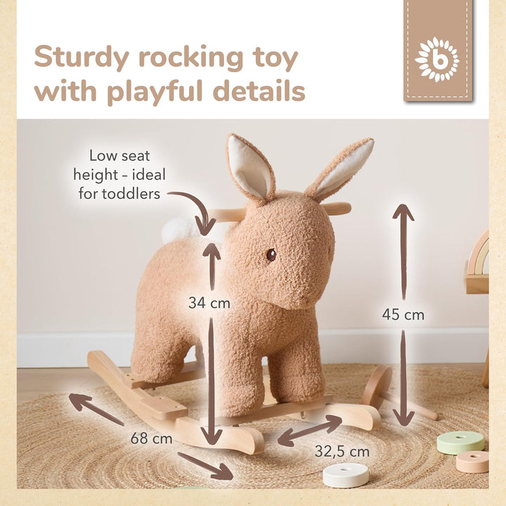Bieco Plüsch Schaukeltier Hase Fine, 68 cm | Kinder Schaukelstuhl mit Sicherheitsgurt | Baby Schauke