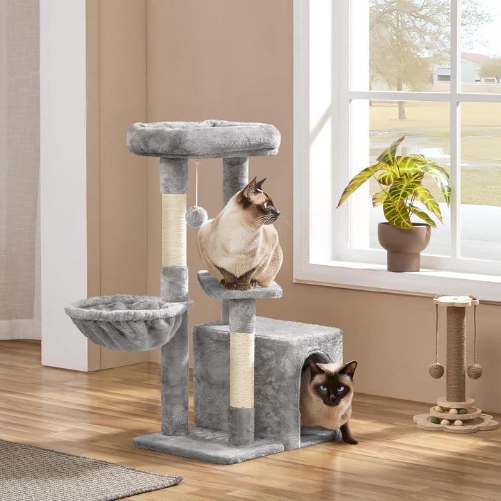 Yaheetech Kratzbaum 87 cm Katzenbaum Kletterbaum, mit Aussichtsplattform Liegemulde Katzenhöhle Sisa