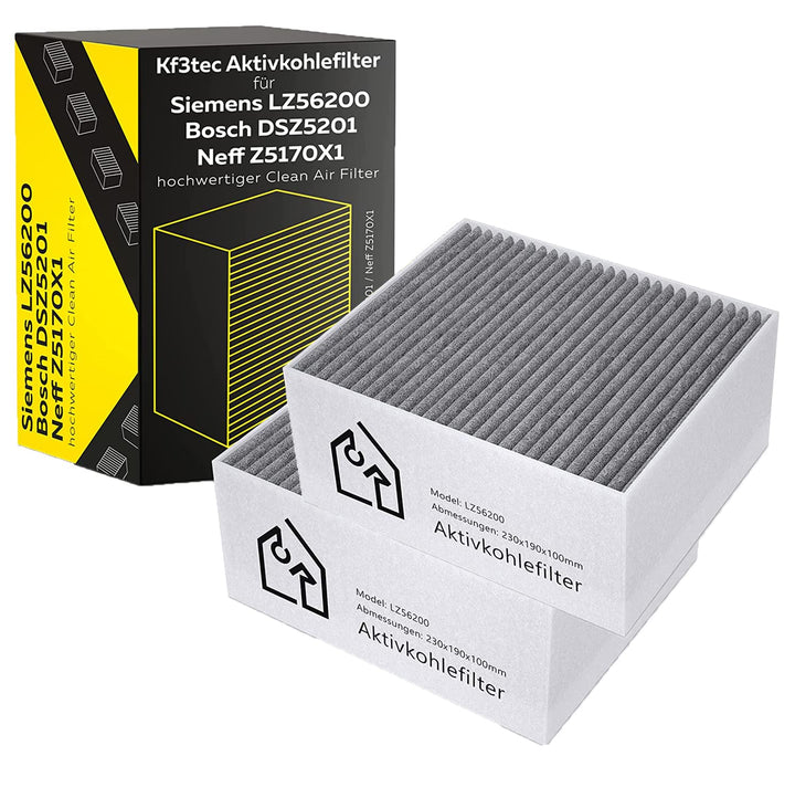 Aktivkohlefilter 2er Set für Siemens/Bosch/Neff/Gaggenau Cleanair Filter DSZ5201 / LZ56200 / Z5170X1