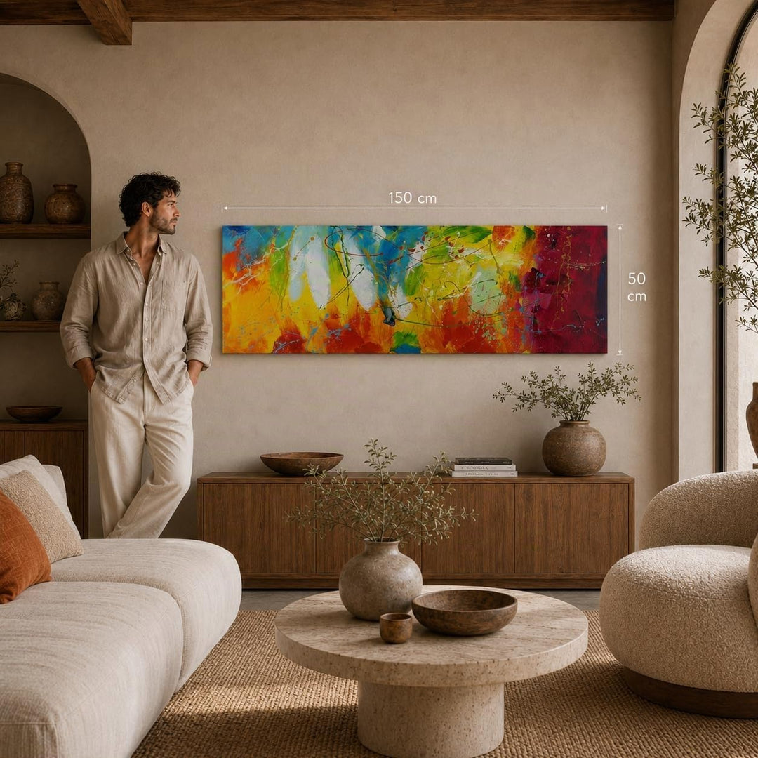 KunstLoft Leinwandbild | 100% HANDGEMALT | 150x50cm | Gemälde &