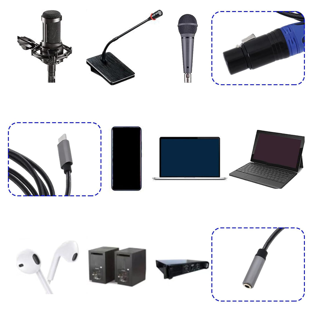 OTOTEC USB C auf XLR Buchse + 3,5 mm (1/8) Buchse, Stereo-Out-Adapter, Audiokabel für Smartphone, Ta