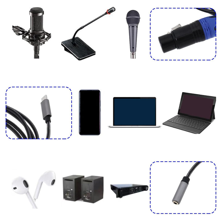 OTOTEC USB C auf XLR Buchse + 3,5 mm (1/8) Buchse, Stereo-Out-Adapter, Audiokabel für Smartphone, Ta