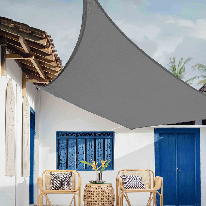 Sunal Sonnensegel 2x3m Rechteckig,PES Polyester Wasserdicht,95% UV Schutz,inkl.Befestigungsseile,gra