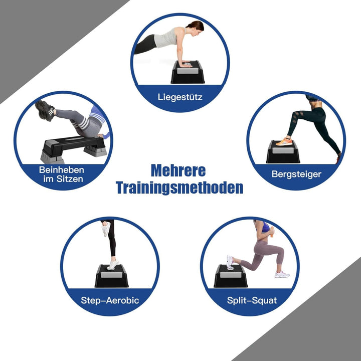 GYMAX Aerobic Stepper höhenverstellbar, Steppbrett mit 3 Stufen 12/17/22cm, Step Bench mit rutschfes