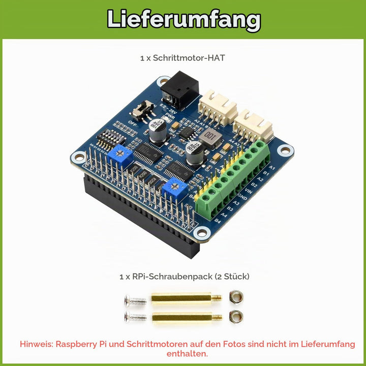 Waveshare Stepper Motor HAT for Raspberry Pi Drives Two Stepper Motors Up to 1/32 Microstepping