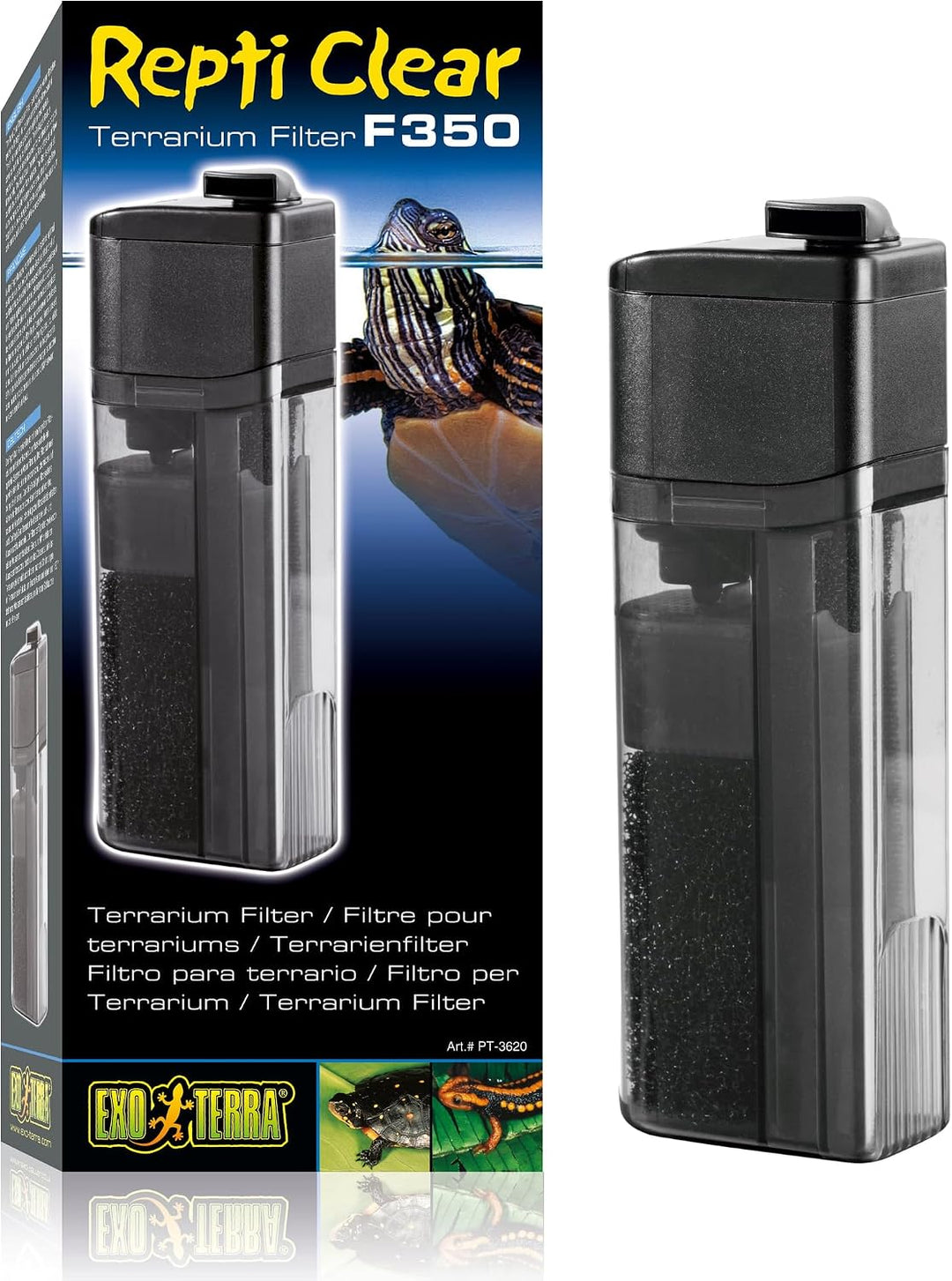 Exo Terra Repti Clear F350, kompakter Aqua-Terrarienfilter, geeignet für Terrarien und Paludarien, 3