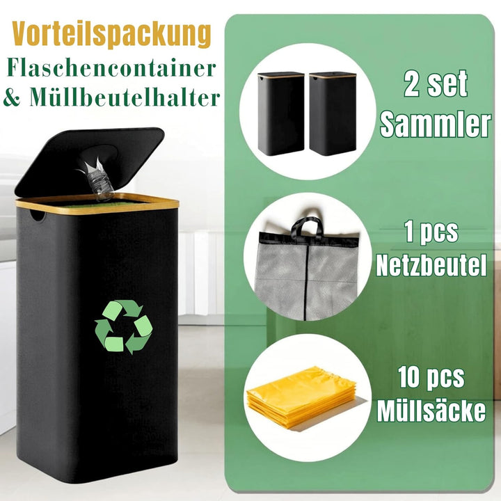 RMAN 2 × 100L Gelber Sack Behälter und Pfandflaschen Sammelbehälter - Entnahme durch Tür auf der Rüc