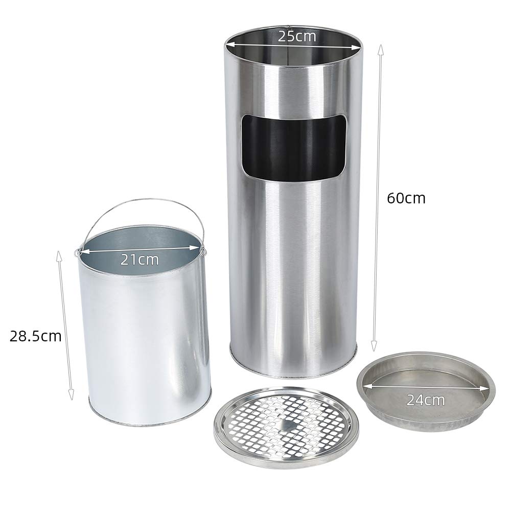 XUANYU 1er/2er-Set 30 liter Mülleimer mit Aschenbecher Standaschenbecher für Draussen Herausnehmbare