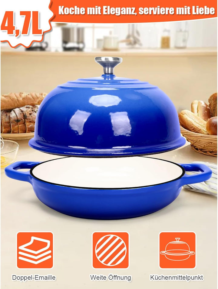 GFTIME Gusseisen Topf Brot Backen, Schmortopf Gusseisen Topf mit Deckel, Dutch Oven Brotbacktopf mit