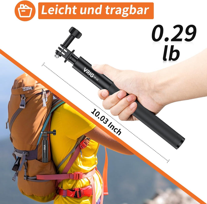 VRIG TP-13,131cm(51inch) Verlängerung Selfie Stick für INSTA360 für GoPro 11 10 9 8 7, Insta Insta36