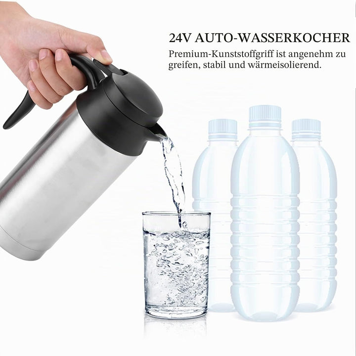 24V Reise-Wasserkocher, 750ml Auto-Lkw-Pickup-RV-Elektrischer Edelstahl-Topf mit Zigarettenanzünder-