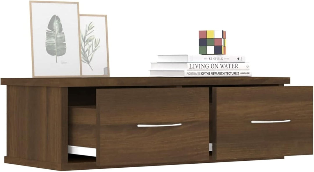 Tidyard Wandschrank Hängeschrank Wandregal mit Schublade Wandschublade Holzwerkstoff Braun Eichen-Op