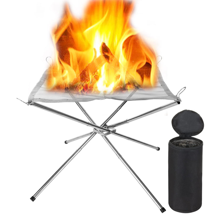 MIVIDE Tragbare Feuerstelle für Aussen, 42cm Feuerschale Outdoor Fire Pit, 304 Edelstahl Faltbar Feu