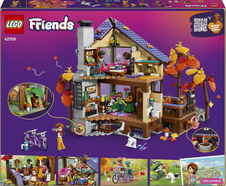 LEGO Friends Gemütliche Hütte im Herbstwald - Miniatur Spielhaus mit 4 Minifiguren, 2 Haustierfigure