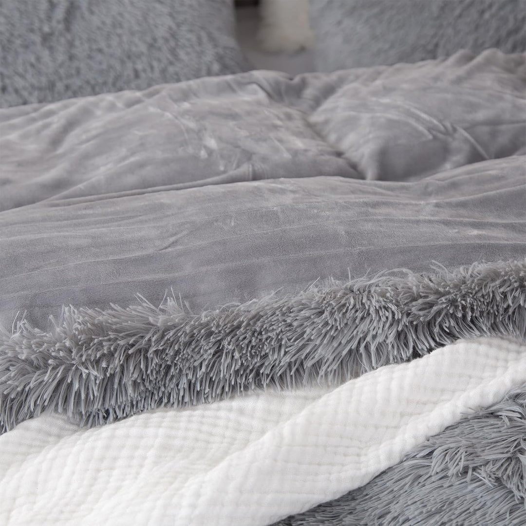 EMME Plüsch Bettwäsche Set 200x200cm Biber Flauschige Bettdecke Set für Bett Shaggy und Plüsch weich