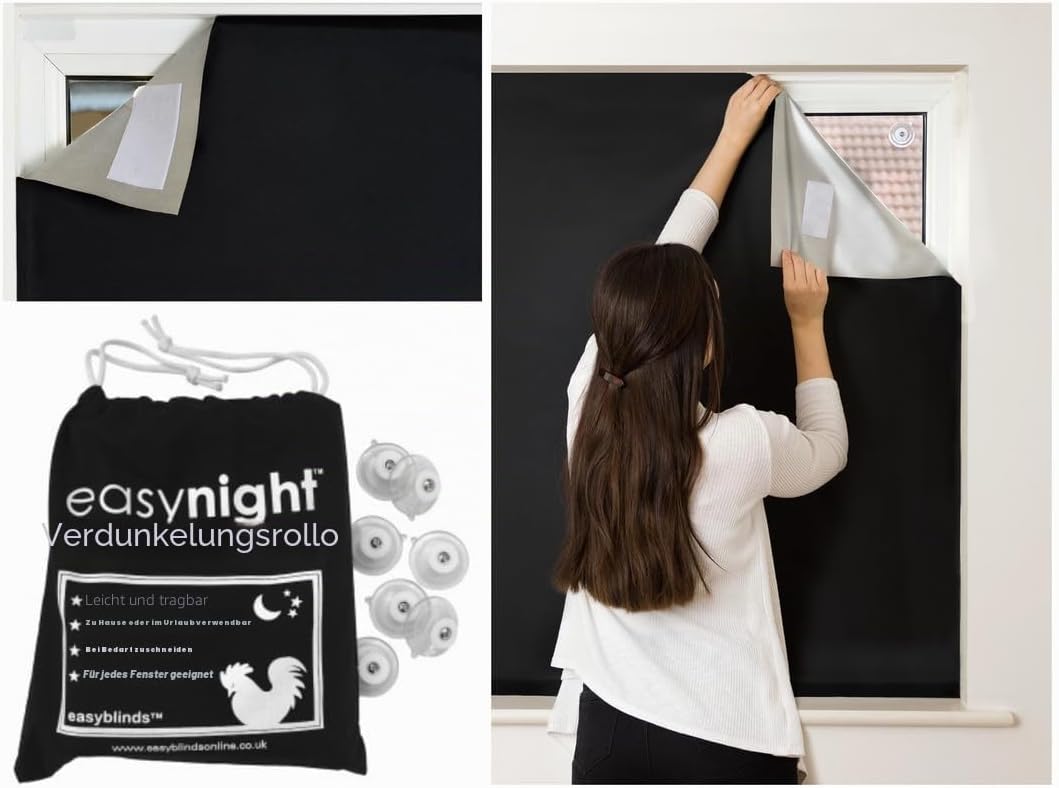 easynight Tragbare Verdunklungsfolie für Fenster, für Reisen 2.3m x 1.45m Schwarz B145 x H230 cm, Sc