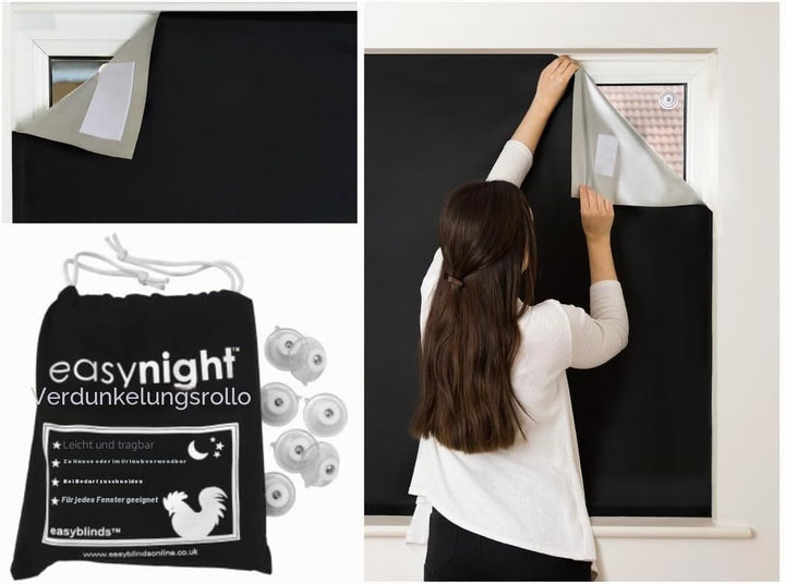 easynight Tragbare Verdunklungsfolie für Fenster, für Reisen 2.3m x 1.45m Schwarz B145 x H230 cm, Sc