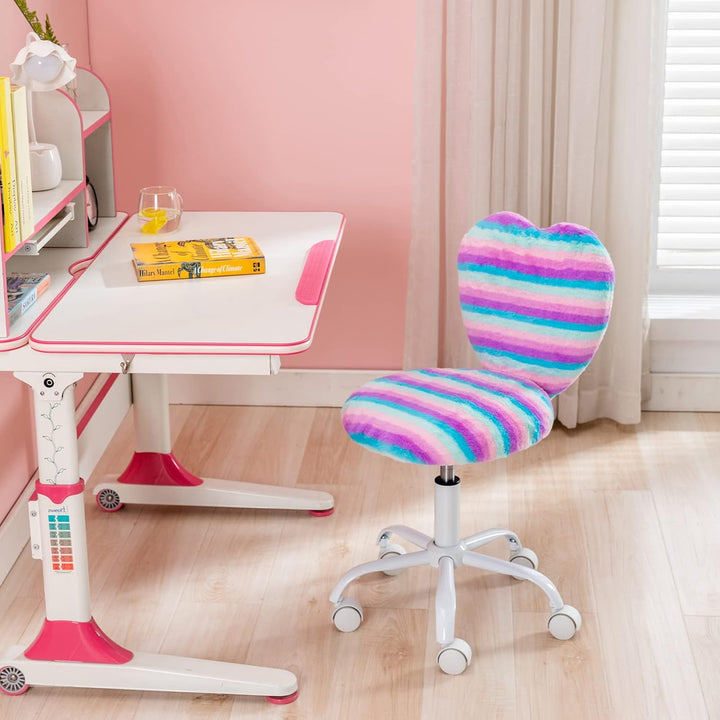 chairus Kinder Schreibtischstuhl aus Kunstfell Höhenverstellbarer Drehstuhl ohne Armlehnen Studienst