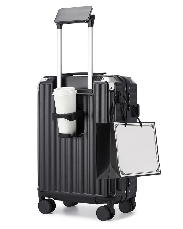 KONO Handgepäck Koffer M, Hochfester Reisekoffer aus PC, Trolley mit Handyhalterung und Haken, Harts
