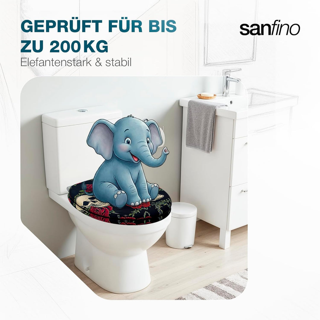 Premium WC Sitz mit Absenkautomatik – hochwertige Toilettendeckel aus Holz, viele bunte Motive, hohe