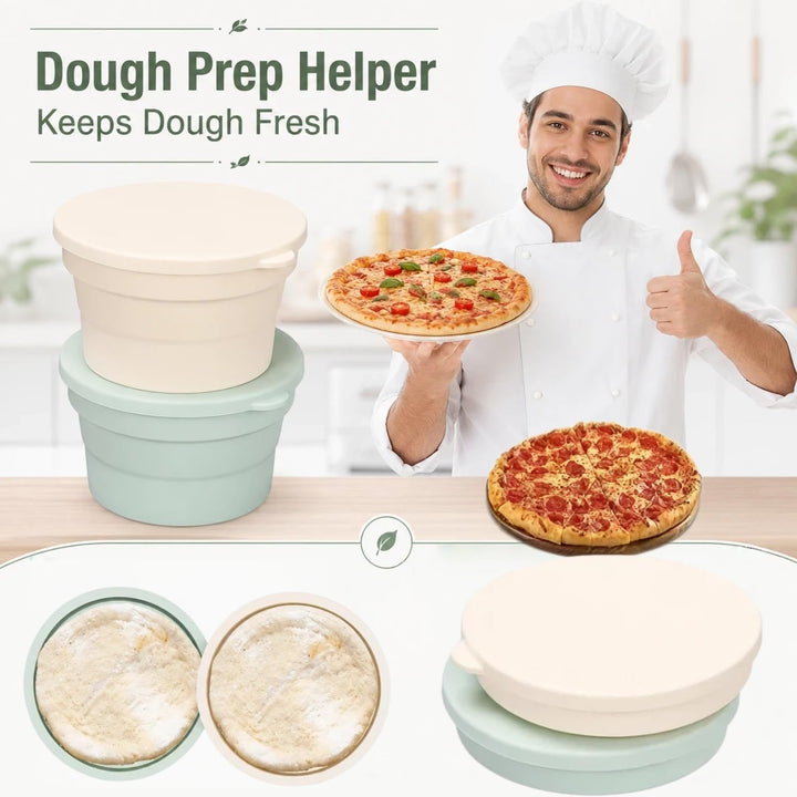 4er Zusammenklappbarer Gärkorb für Brot &amp; Pizza mit Deckel – Silikon-Teigling-Box zum Backen und Geh
