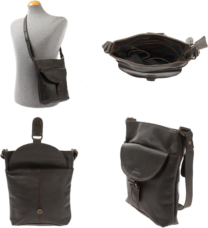 LECONI Umhängetasche Schultertasche Damen Damentasche Frauen Handtasche Ledertasche Used-Look Leder