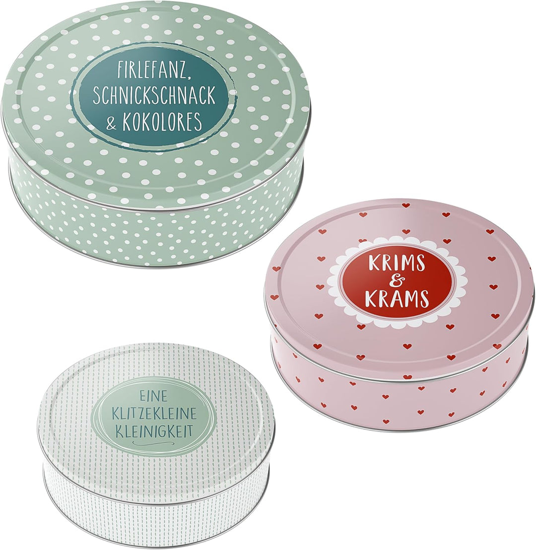 Cepewa Gebäckdose 3er Set Weihnachten | 3 Grössen rund Metall | Aufbewahrung Weihnachtsgebäck Keksdo